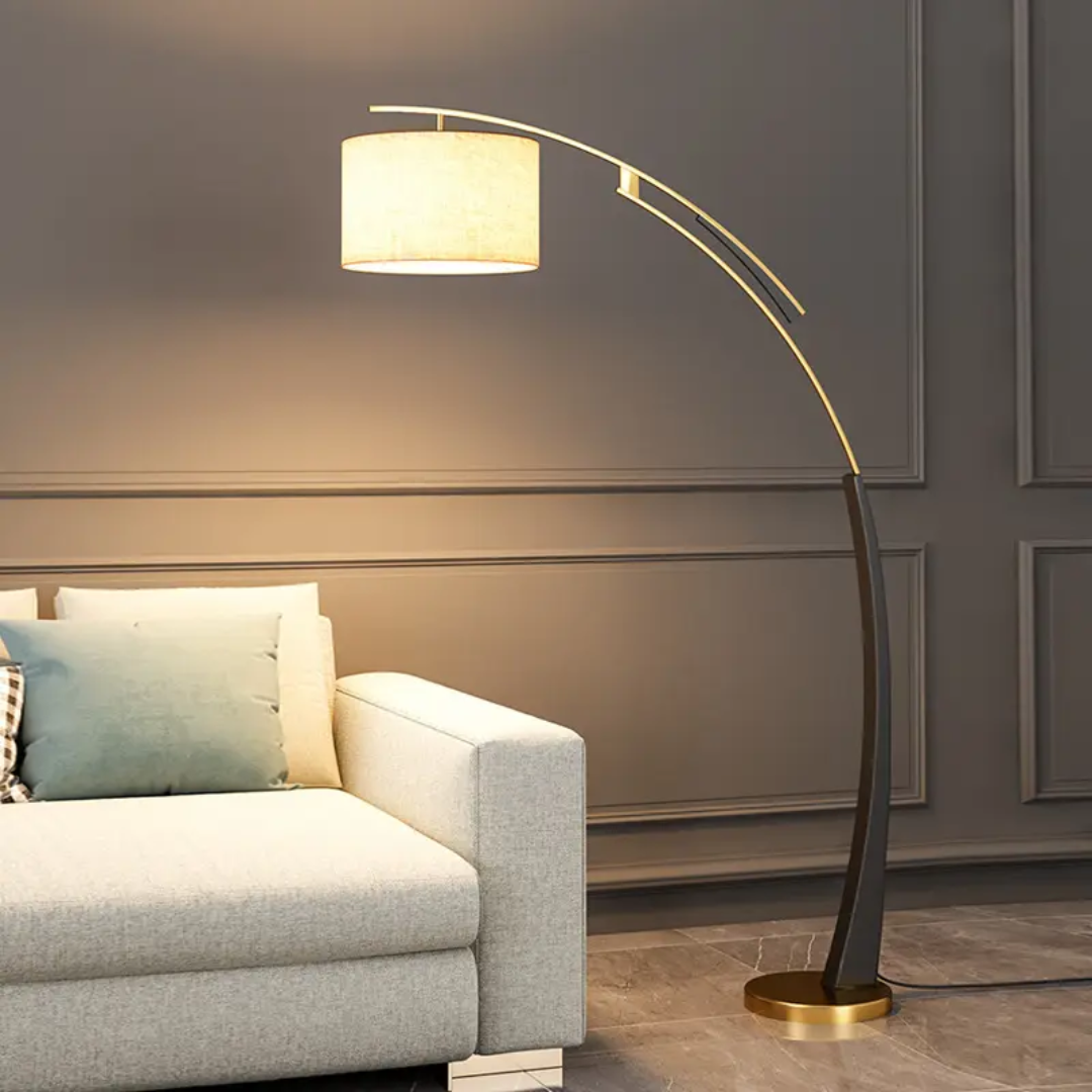 Luxury Black & Gold Arc Floor Lamp – Premium Living Room Standing Lamp