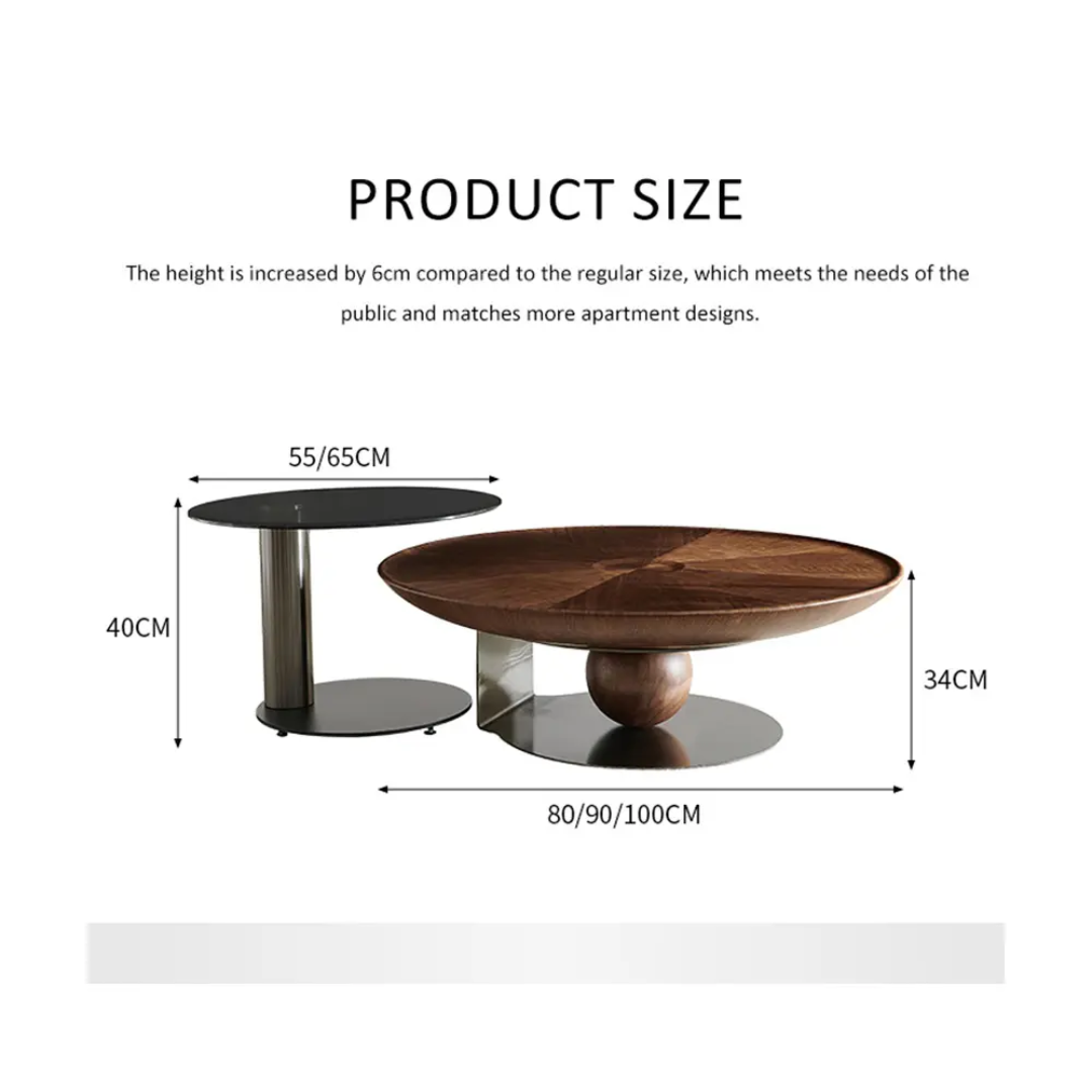 HEROICA Luxury Coffee Table Set – Wooden Top with Metal Base, Modern Living Room Tables