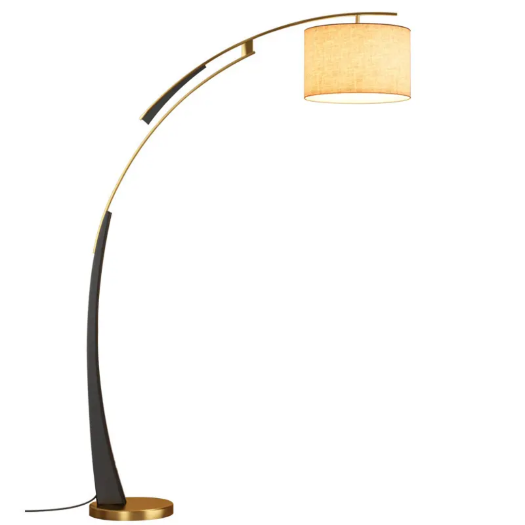 Luxury Black & Gold Arc Floor Lamp – Premium Living Room Standing Lamp