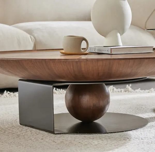HEROICA Luxury Coffee Table Set – Wooden Top with Metal Base, Modern Living Room Tables