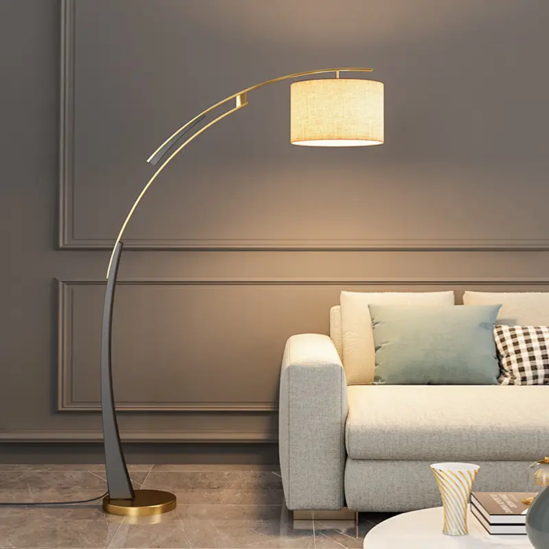 Luxury Black & Gold Arc Floor Lamp – Premium Living Room Standing Lamp
