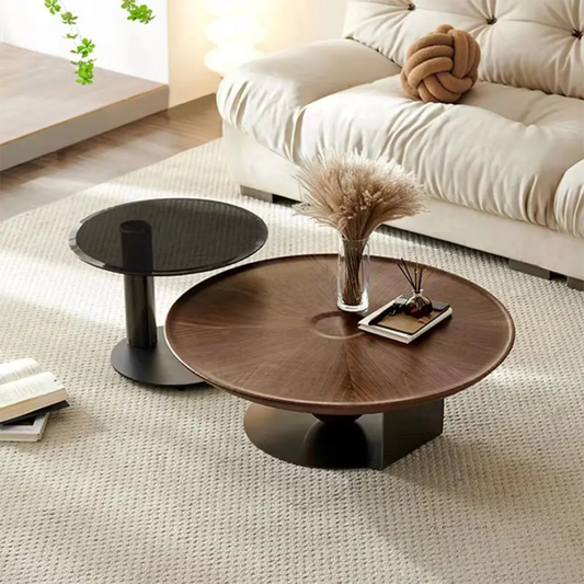 HEROICA Luxury Coffee Table Set – Wooden Top with Metal Base, Modern Living Room Tables