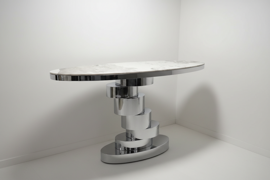 Daxton Gun Metal Console Table with Faux Marble Top – Modern Entryway & Living Room