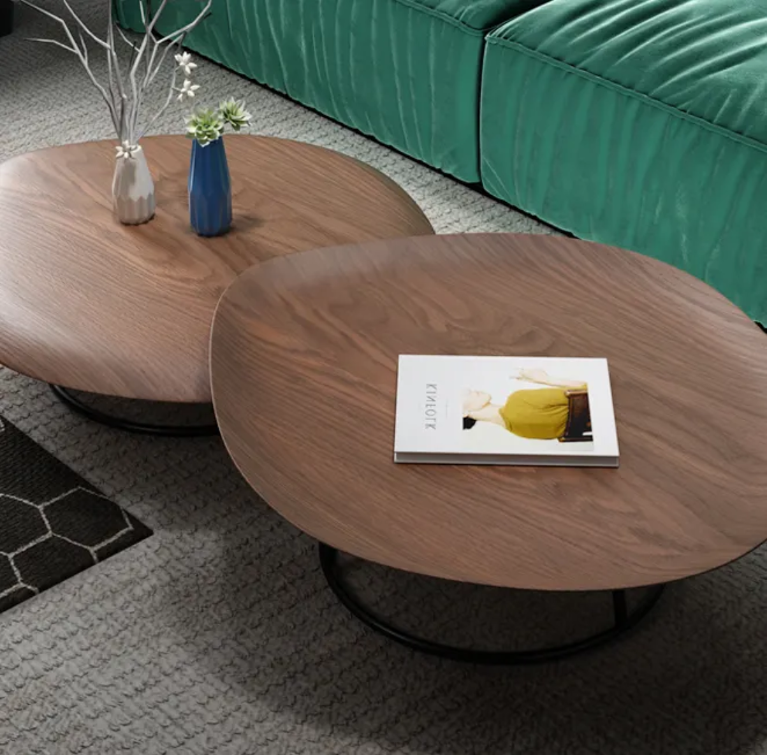 Luxury Wooden Coffee Table Combination – Modern Center Table Set for Living Room