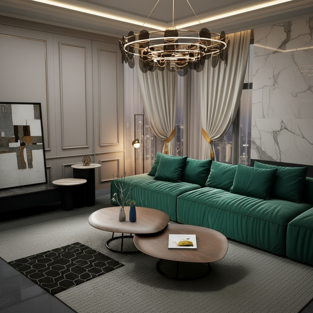 Luxury Wooden Coffee Table Combination – Modern Center Table Set for Living Room