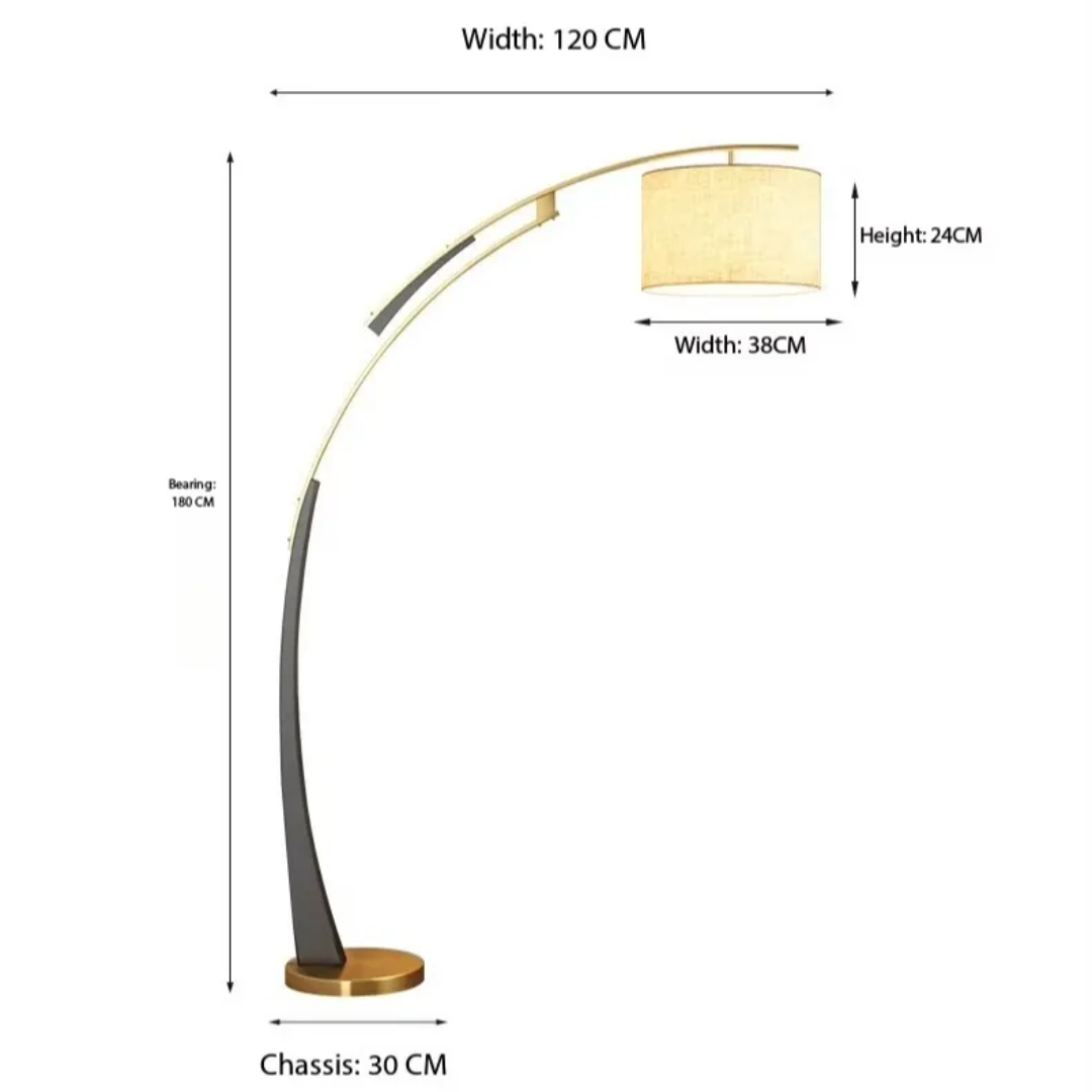 Luxury Black & Gold Arc Floor Lamp – Premium Living Room Standing Lamp