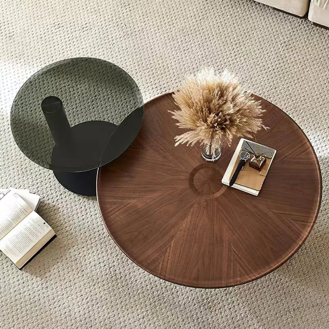 HEROICA Luxury Coffee Table Set – Wooden Top with Metal Base, Modern Living Room Tables