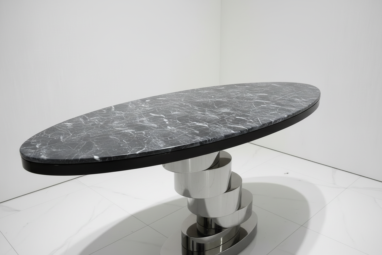 Daxton Gun Metal Console Table with Faux Marble Top – Modern Entryway & Living Room