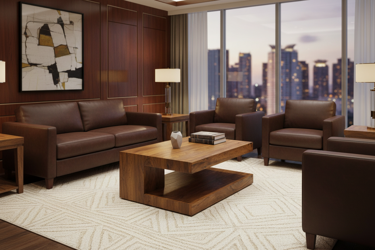 Wooden coffee table on a transparent background