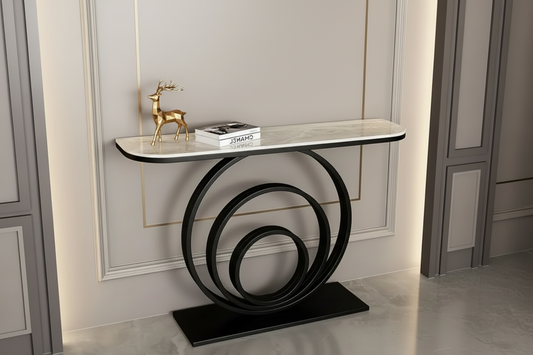 Modern Entryway Console Table – Geometric Metal Base & Premium Top