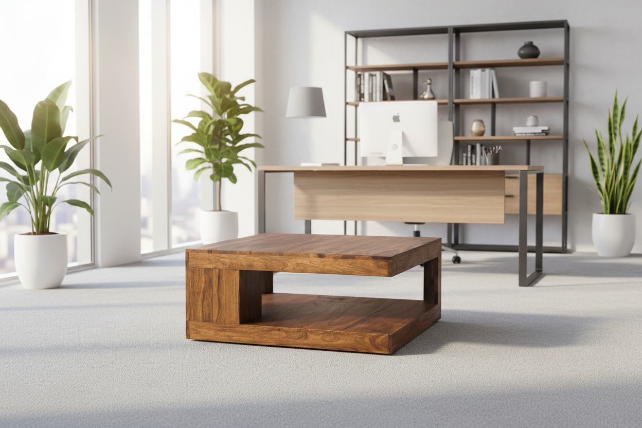 Wooden coffee table on a transparent background