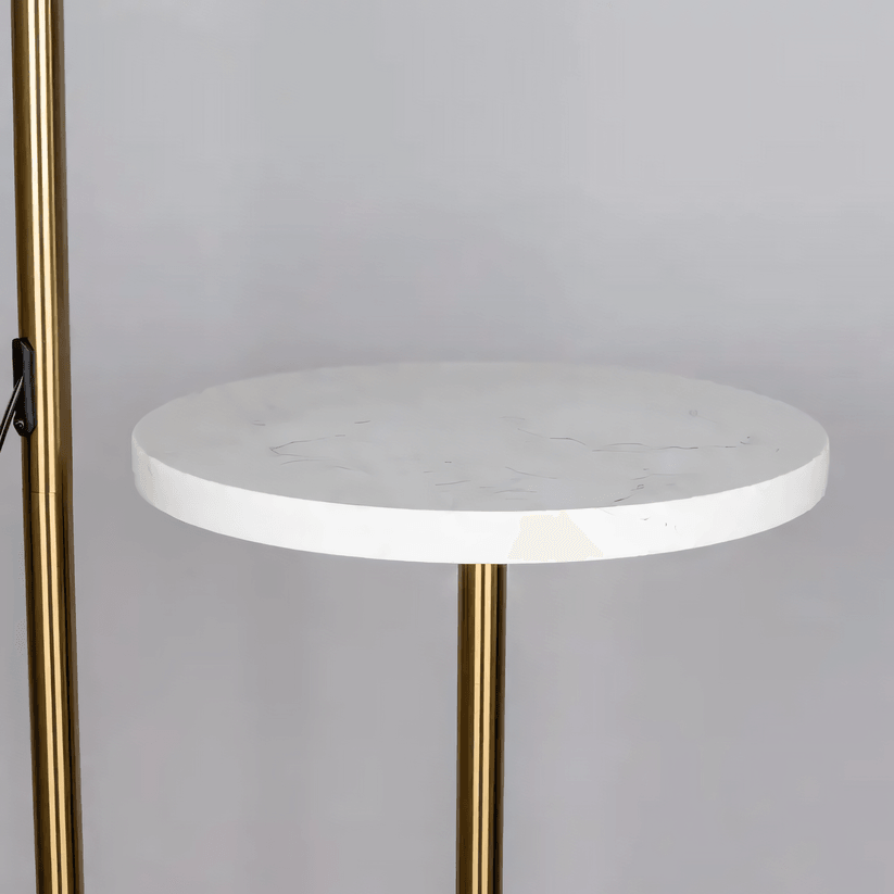 Contemporary Standing Lamp – Gold Plated with Frosted Glass Shade