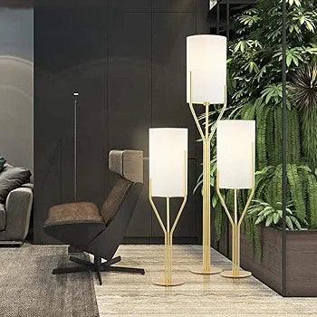 Standing floor lamp placed in a modern living room interior for ambient lighting