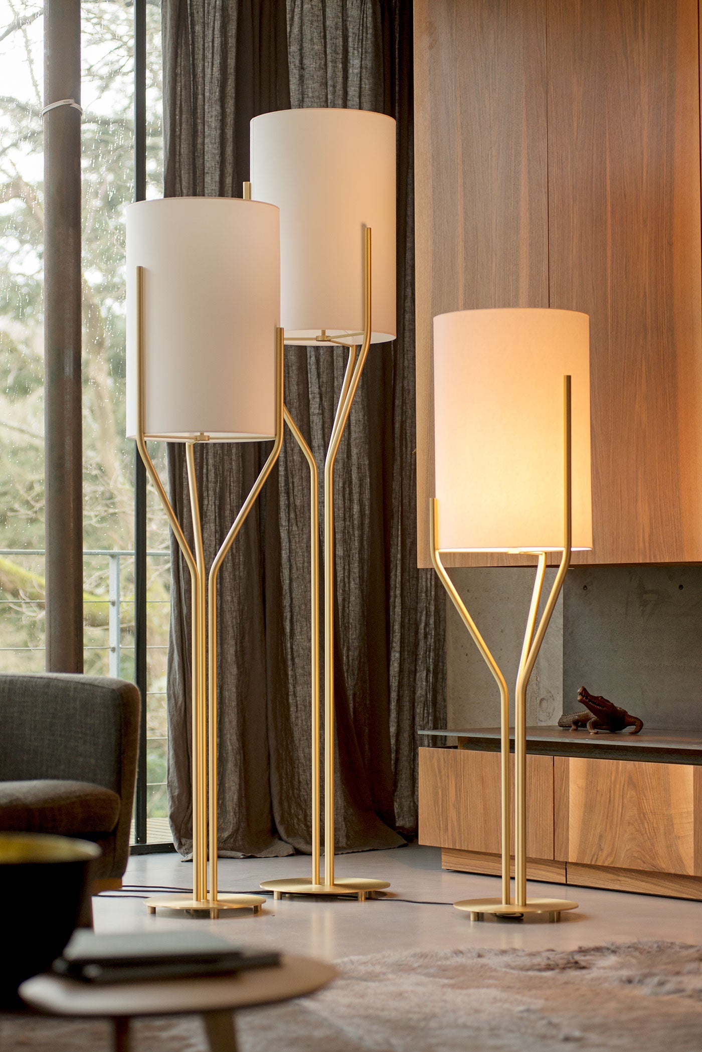 Modern metal standing floor lamp full view with sleek design and elegant finish