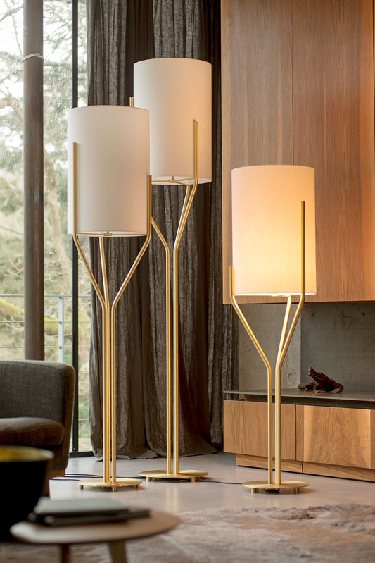 Modern metal standing floor lamp full view with sleek design and elegant finish