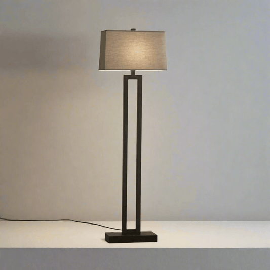 N I CREATIONS Standing floor lamp with modern design and linen shade for home decoration