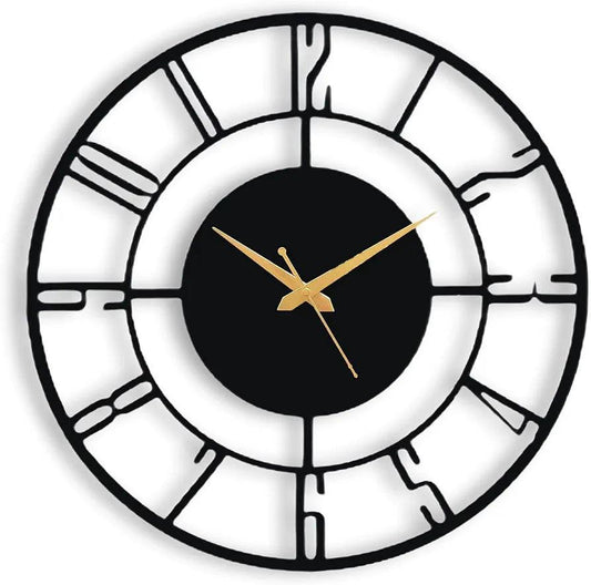 N I CREATIONS Stylish analog wall clock with modern design and gold hands for home decor