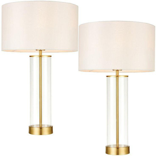 N I CREATIONS modern table desk lamp with gold accents and a white shade for elegant home decor