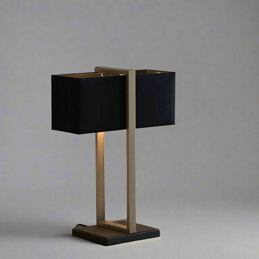 Stylish N I CREATIONS table lamp bedside with a modern design and dual fabric shades