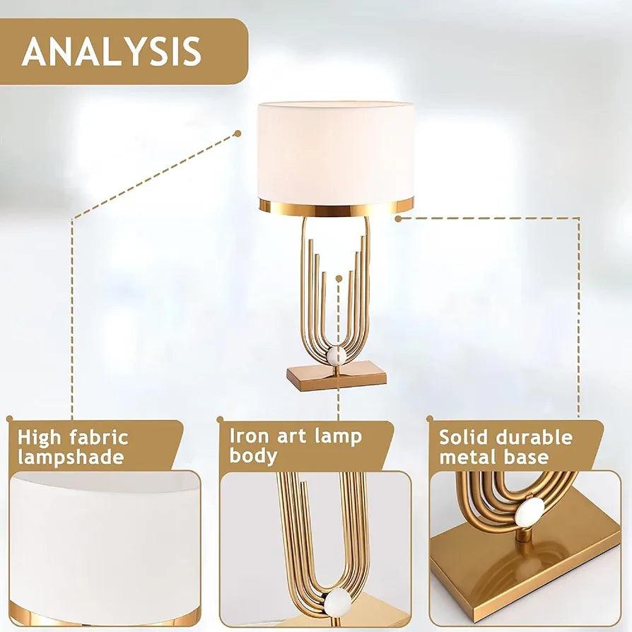 N I CREATIONS stylish table lamp desk with high fabric lampshade and durable metal base