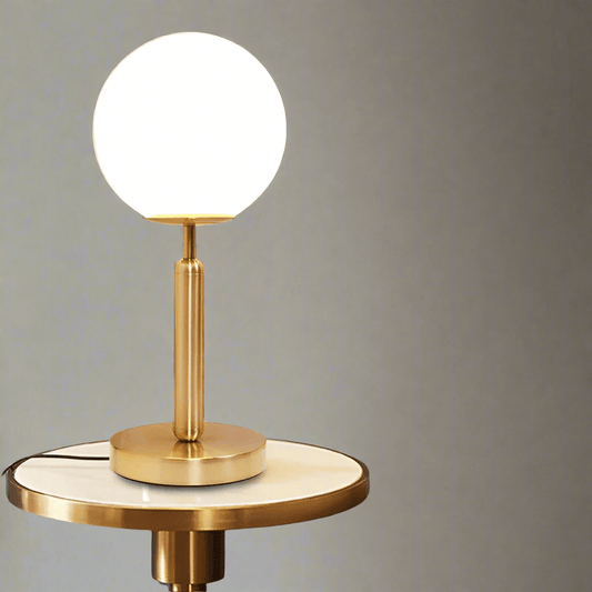 N I CREATIONS modern table lamp desk with round white shade and sleek gold base