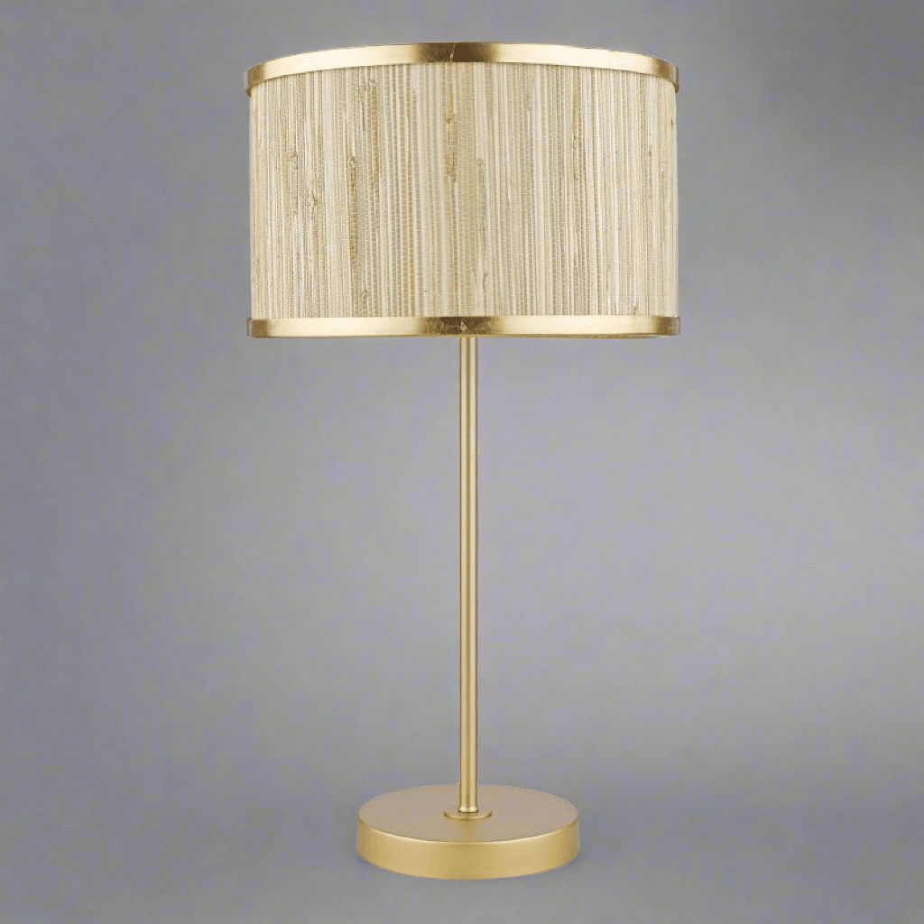 Elegant N I CREATIONS table lamp desk with a stylish gold base and textured lampshade for home decor