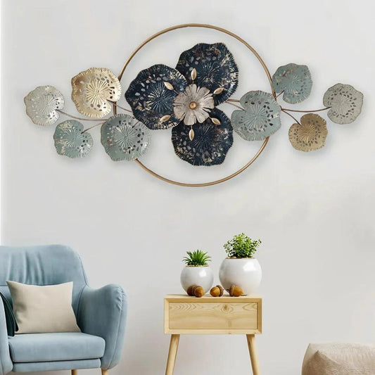 N I CREATIONS Modern Floral Wall Art with Metallic Accents for Elegant Home Decor