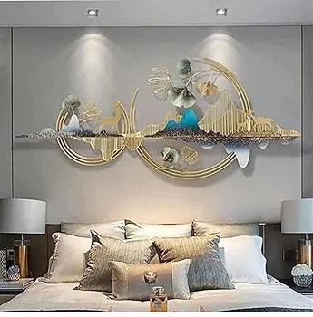Metal mountain and deer wall art in modern living room – N I CREATIONS™