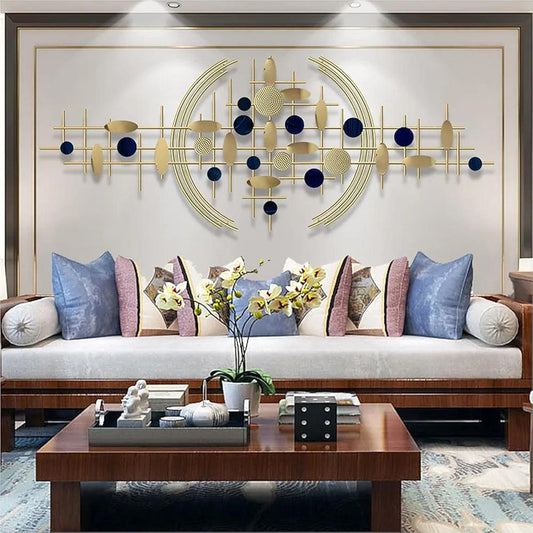 Modern 3D Metal Wall Art hanging on living room wall – N I CREATIONS™
