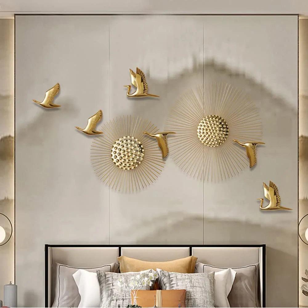 N I CREATIONS decorative wall birds in gold design for modern home decor