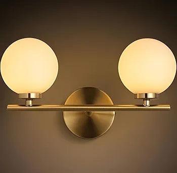 N I CREATIONS modern wall lamp with two spherical glass shades for stylish home decor