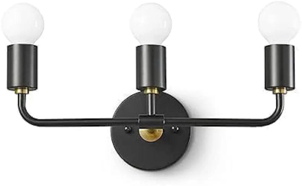 Modern N I CREATIONS wall lamp with three spherical bulbs and a sleek black design