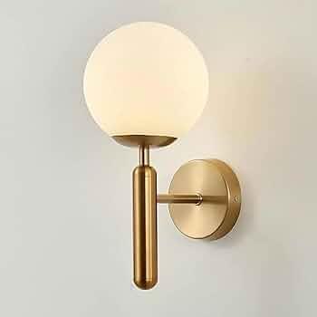 N I CREATIONS modern wall lamp with a round glass shade and sleek gold finish for elegant home decor