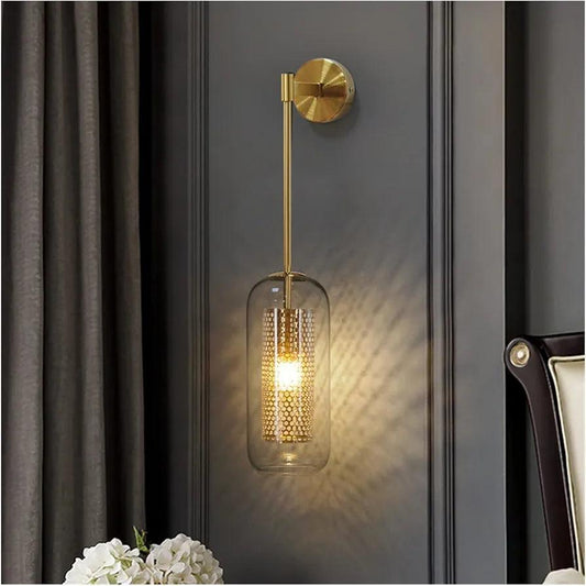 N I CREATIONS Wall light lamp with a modern gold finish and glass shade for stylish home decor